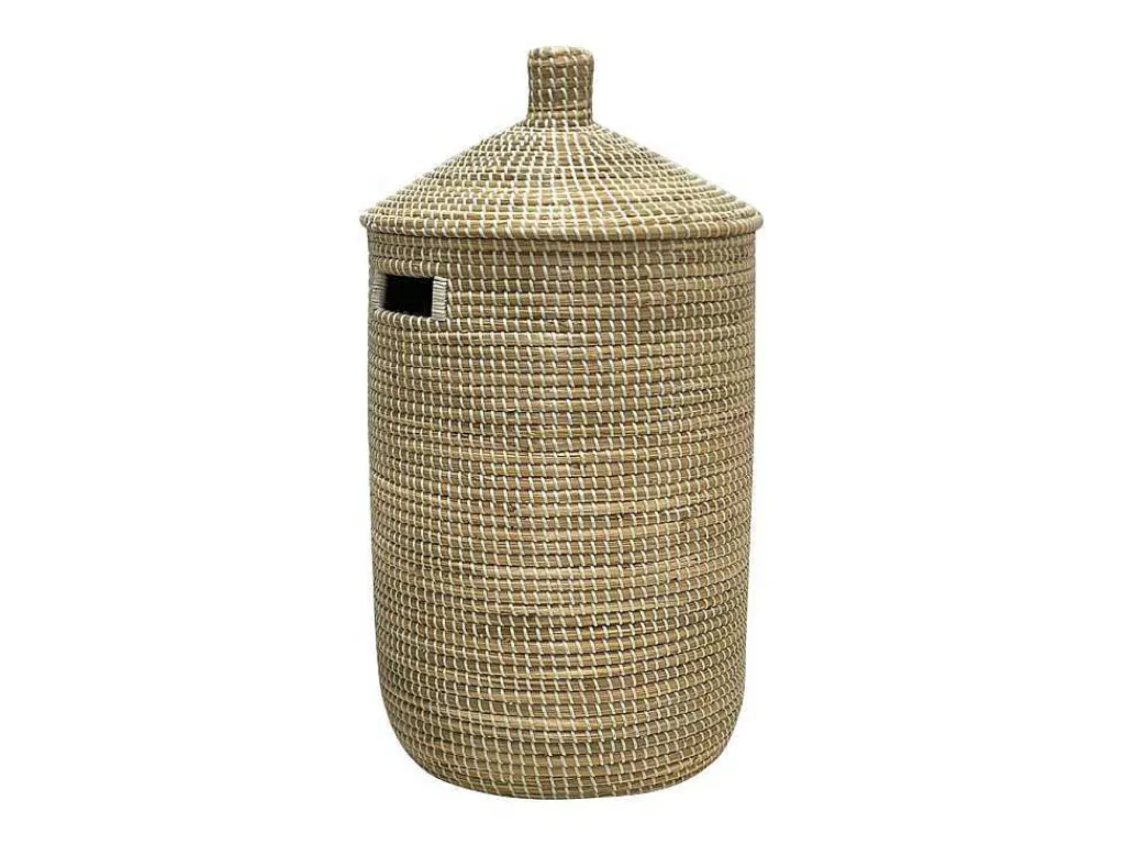 Mand Van Zeegras Met Deksel - D39 X H71 - Naturel - Juvami-OZAIA Sale