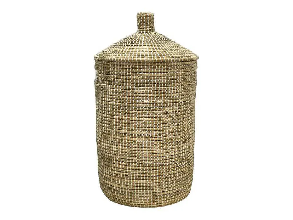 Mand Van Zeegras Met Deksel - D39 X H71 - Naturel - Juvami-OZAIA Sale