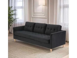 Marino Bank 3 Persoons Velours Zwart.-Vente-unique New