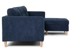 Marino Bank, Chaise Longue Naar Rechts Of Links Gedraaid In Fluweel Blauw.-Vente-unique Best