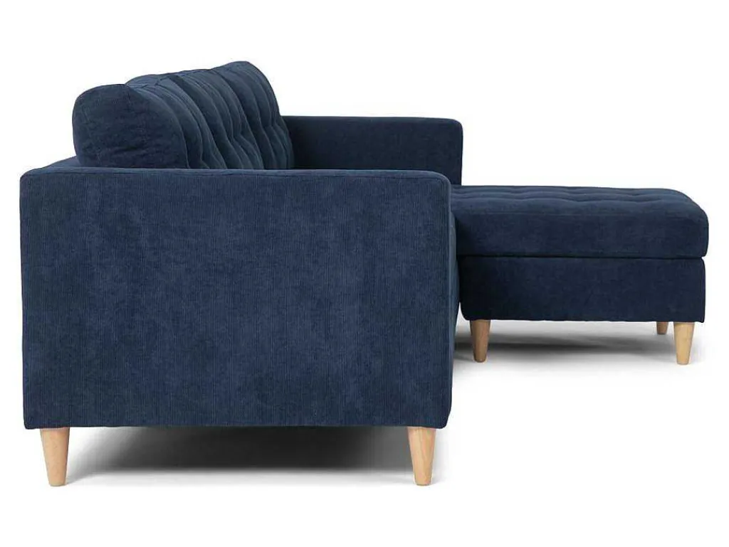 Marino Bank, Chaise Longue Naar Rechts Of Links Gedraaid In Fluweel Blauw.-Vente-unique Best