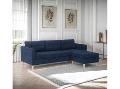 Marino Bank, Chaise Longue Naar Rechts Of Links Gedraaid In Fluweel Blauw.-Vente-unique Best