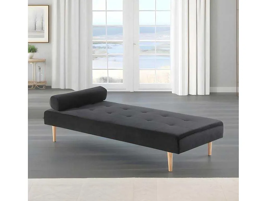 Marino Dagbed Velours Zwart.-Vente-unique New