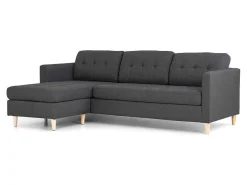 Marino 3-Zitsbank Met Chaise Longue Links Stof Donkergrijs.-Vente-unique Clearance