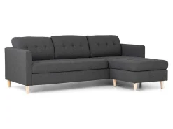 Marino 3-Zitsbank Met Chaise Longue Links Stof Donkergrijs.-Vente-unique Clearance