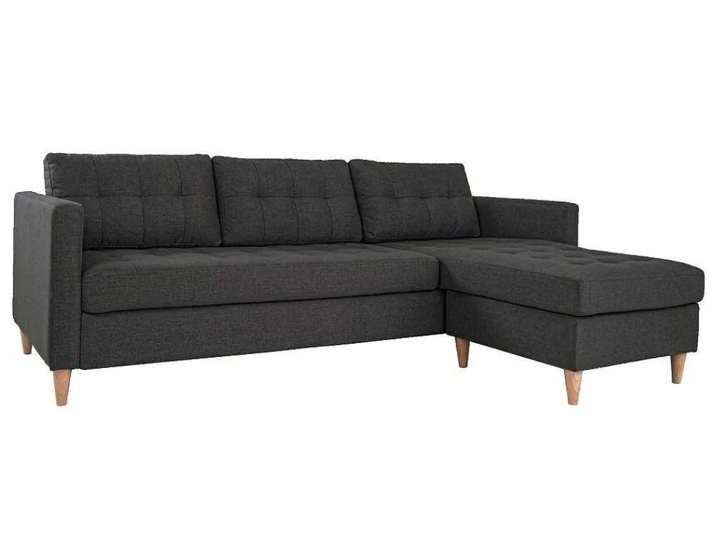 Marino 3-Zitsbank Met Chaise Longue Links Stof Donkergrijs.-Vente-unique Clearance