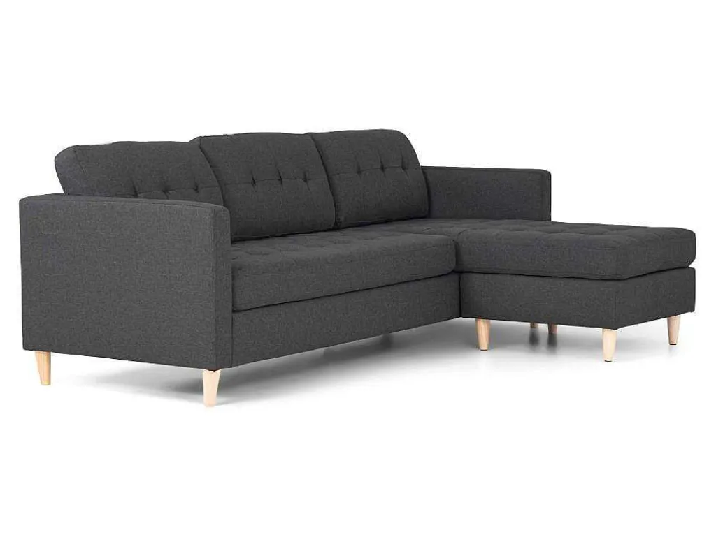 Marino 3-Zitsbank Met Chaise Longue Links Stof Donkergrijs.-Vente-unique Clearance