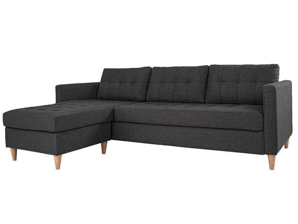Marino 3-Zitsbank Met Chaise Longue Links Stof Donkergrijs.-Vente-unique Clearance