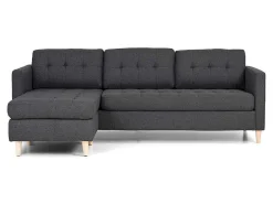 Marino 3-Zitsbank Met Chaise Longue Links Stof Donkergrijs.-Vente-unique Clearance