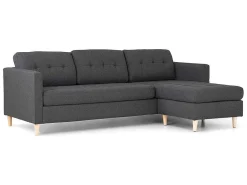 Marino 3-Zitsbank Met Chaise Longue Links Stof Donkergrijs.-Vente-unique Clearance