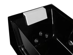 Massagebad Met Glazen Wand Aria Zwart - Persoons - 170*80*57Cm - Linkse Hoek-Shower & Design New