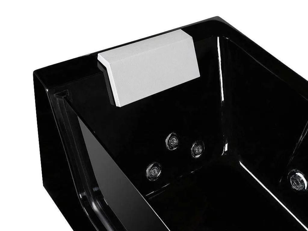 Massagebad Met Glazen Wand Aria Zwart - Persoons - 170*80*57Cm - Linkse Hoek-Shower & Design New