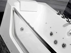 Massagebad Met Glazen Wand En Ledverlichting Dyona - 260L - 1 Persoon - 170*85*58Cm - Balneo Therapie-Shower & Design Outlet