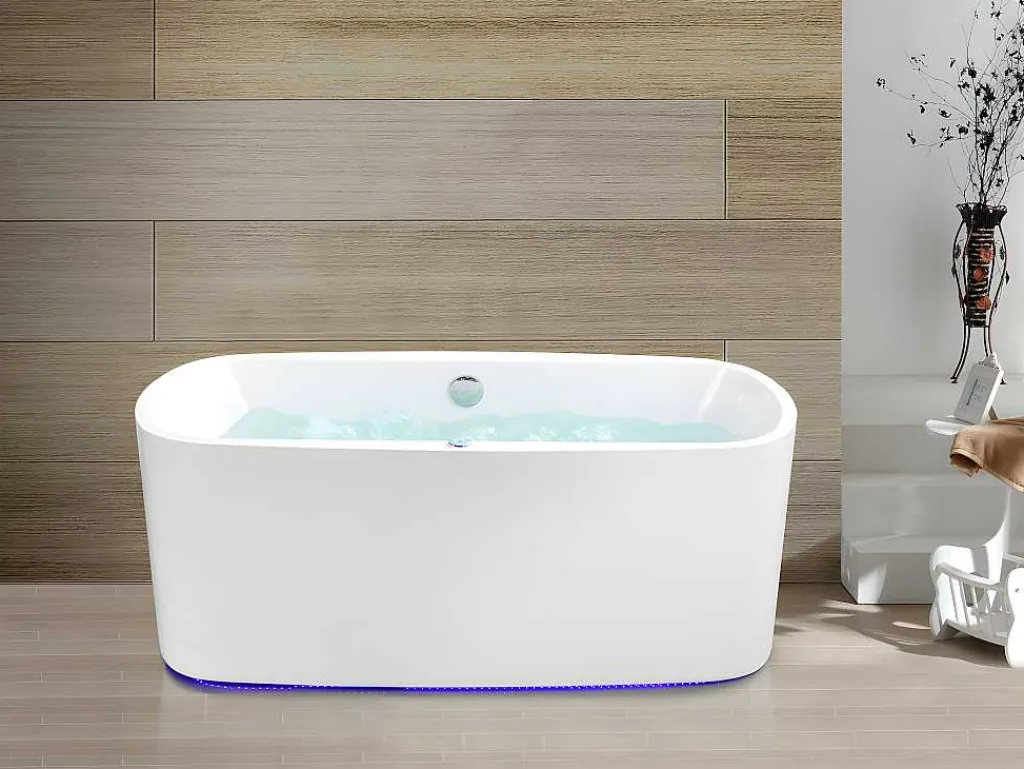 Massagebad Met Ledverlichting - Balneo Therapie Sirgao - 1 Persoon - 155L - 75X150Cm - Wit-Shower & Design Sale