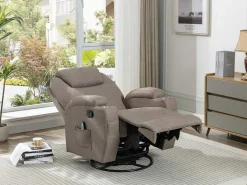 Massagefauteuil Silvano In Stof - Taupe-Vente-unique Outlet