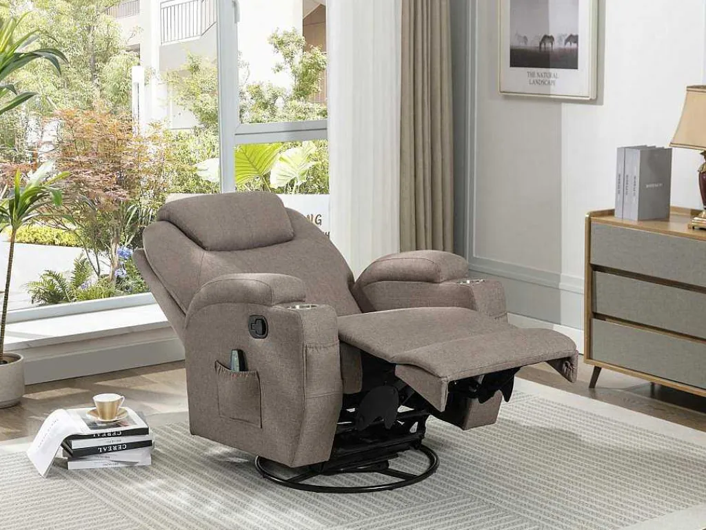 Massagefauteuil Silvano In Stof - Taupe-Vente-unique Outlet