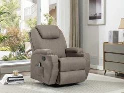 Massagefauteuil Silvano In Stof - Taupe-Vente-unique Outlet