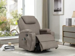 Massagefauteuil Silvano In Stof - Taupe-Vente-unique Outlet