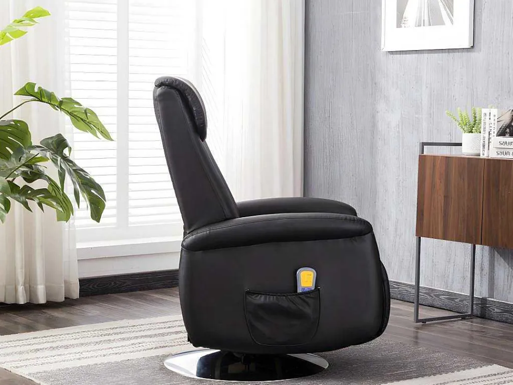 Massagestoel Kostas Van Kunstleer - Zwart-Vente-unique Hot