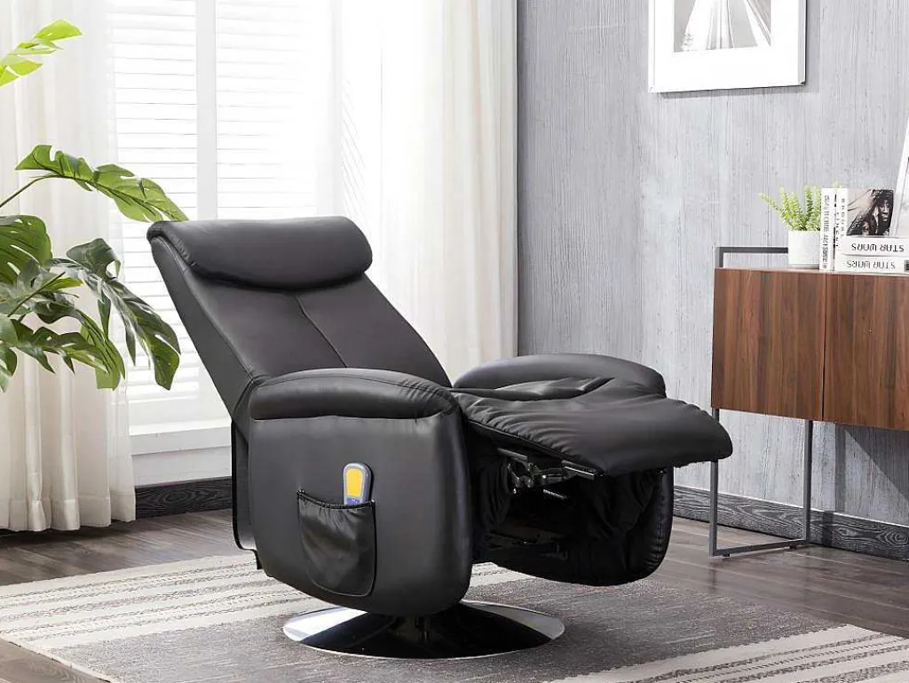 Massagestoel Kostas Van Kunstleer - Zwart-Vente-unique Hot