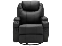 Massagestoel Van Kunstleer Silvano - Zwart-Vente-unique Best