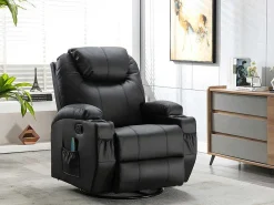Massagestoel Van Kunstleer Silvano - Zwart-Vente-unique Best