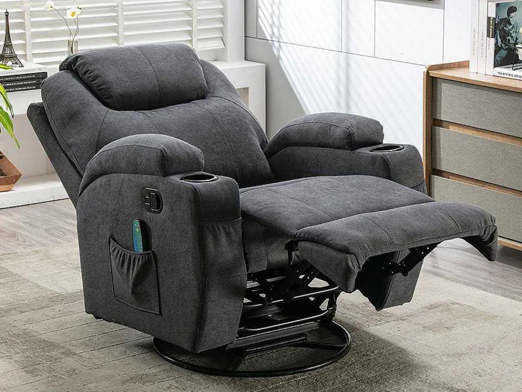 Massagestoel Van Stof Silvano - Grijs-Vente-unique Discount