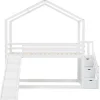 Massief Grenen Stapelbed 90X200Cm - Met Opbergtrap En Glijbaan - Wit-ModernLuxe New