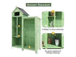 Massief Houten Tuinhuis Met Pvc Schuin Dak - 2 Planken 3 Klapdeuren - L118 X D54 X H173 Cm - Groen-Vente-unique Outlet
