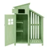 Massief Houten Tuinhuis Met Pvc Schuin Dak - 2 Planken 3 Klapdeuren - L124 X D46 X H174 Cm - Groen-Vente-unique Online