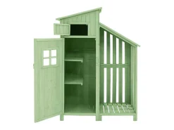 Massief Houten Tuinhuis Met Pvc Schuin Dak - 2 Planken 3 Klapdeuren - L124 X D46 X H174 Cm - Groen-Vente-unique Online