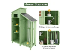 Massief Houten Tuinhuis Met Pvc Schuin Dak - 2 Planken 3 Klapdeuren - L124 X D46 X H174 Cm - Groen-Vente-unique Online