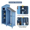 Massief Houten Tuinhuis Met Pvc Schuin Dak - 2 Planken 3 Klapdeuren - L124 X D46 X H174 Cm - Blauw-Vente-unique Sale