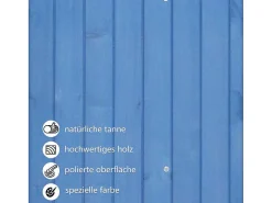 Massief Houten Tuinhuis Met Pvc Schuin Dak - 2 Planken 3 Klapdeuren - L124 X D46 X H174 Cm - Blauw-Vente-unique Sale