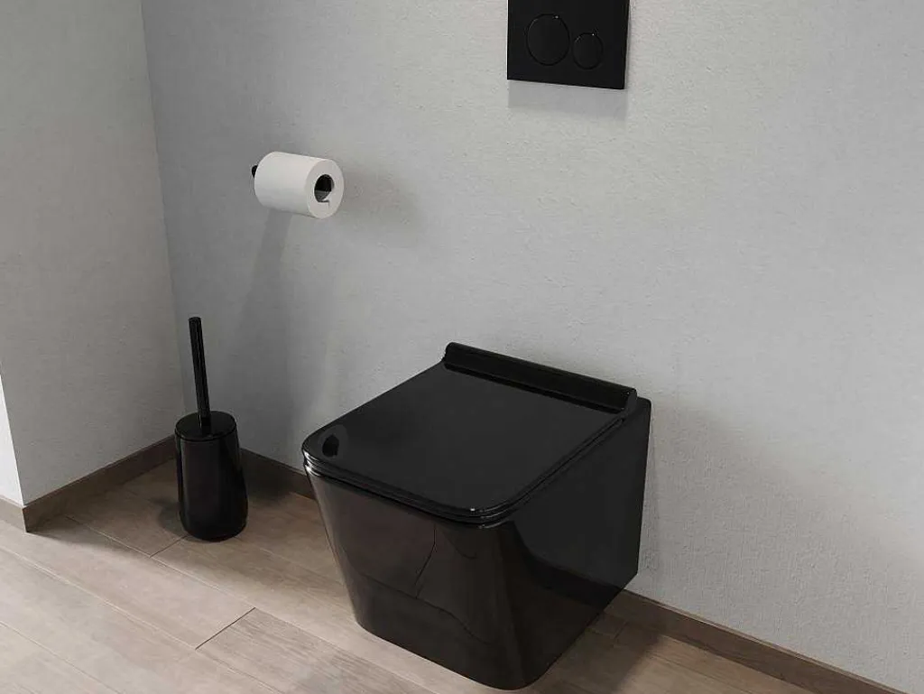 Mat Zwarte Hang-Wc Van Keramiek Zonder Rand - Clemona-Vente-unique New