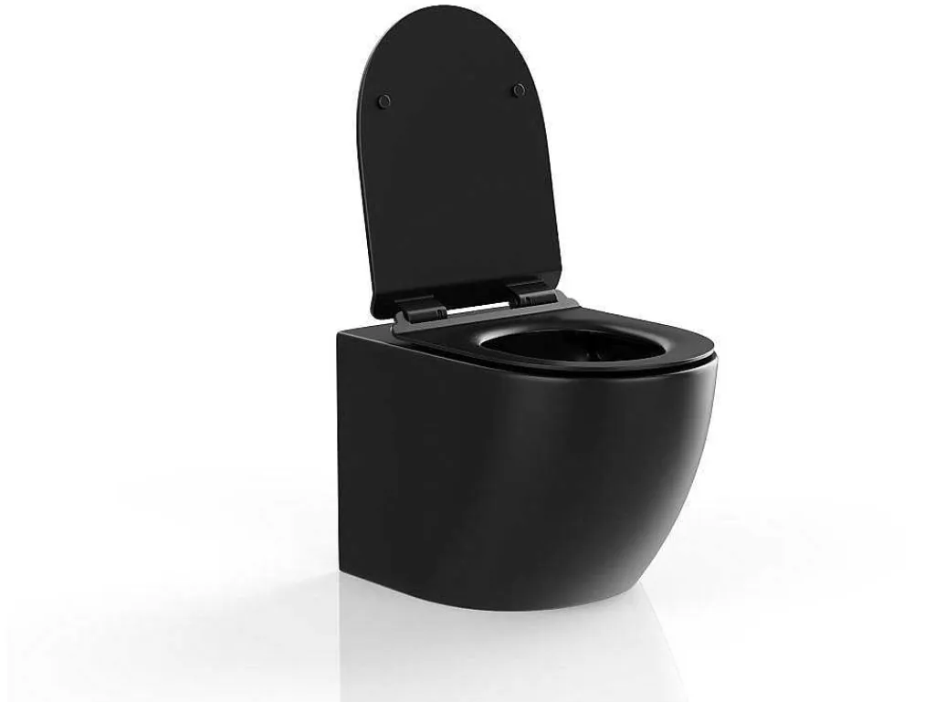 Mat Zwarte Hang-Wc Van Keramiek Zonder Rand - Javoine-Vente-unique Outlet