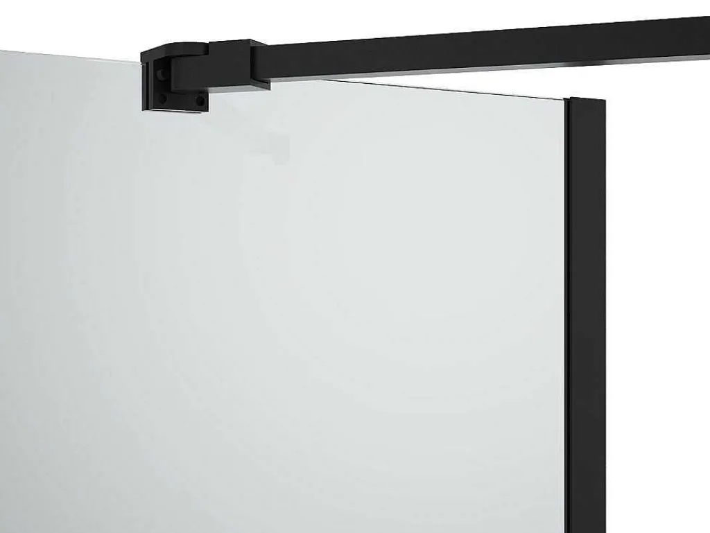 Matzwart Badscherm Met Handdoekhouder En Draaibare Retour - (70 + 30) X 140 Cm - Primael-Shower & Design Online