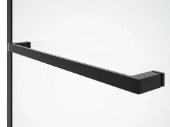 Matzwart Badscherm Met Handdoekhouder En Draaibare Retour - (70 + 30) X 140 Cm - Primael-Shower & Design Online