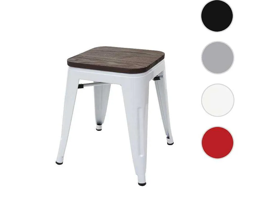 Mcw-A73 Kruk Incl. Houten Zitting, Wit-Vente-unique New