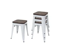 Mcw-A73 Kruk (Set Van 4) Houten Zitting, Wit-Vente-unique New
