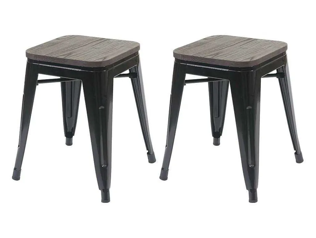Mcw-A73 Kruk (Set Van 2) Houten Zitting, Zwart-Vente-unique Outlet