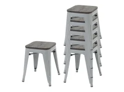 Mcw-A73 Kruk (Set Van 6) Houten Zitting, Grijs-Vente-unique Clearance