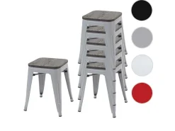 Mcw-A73 Kruk (Set Van 6) Houten Zitting, Grijs-Vente-unique Clearance