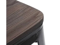 Mcw-A73 Kruk (Set Van 6) Houten Zitting, Zwart-Vente-unique Sale
