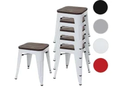 Mcw-A73 Kruk (Set Van 6) Houten Zitting, Wit-Vente-unique Online