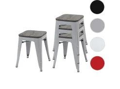 Mcw-A73 Kruk (Set Van 4) Houten Zitting, Grijs-Vente-unique Clearance