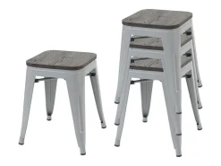 Mcw-A73 Kruk (Set Van 4) Houten Zitting, Grijs-Vente-unique Clearance