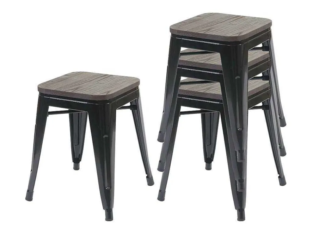 Mcw-A73 Kruk (Set Van 4) Houten Zitting, Zwart-Vente-unique Online