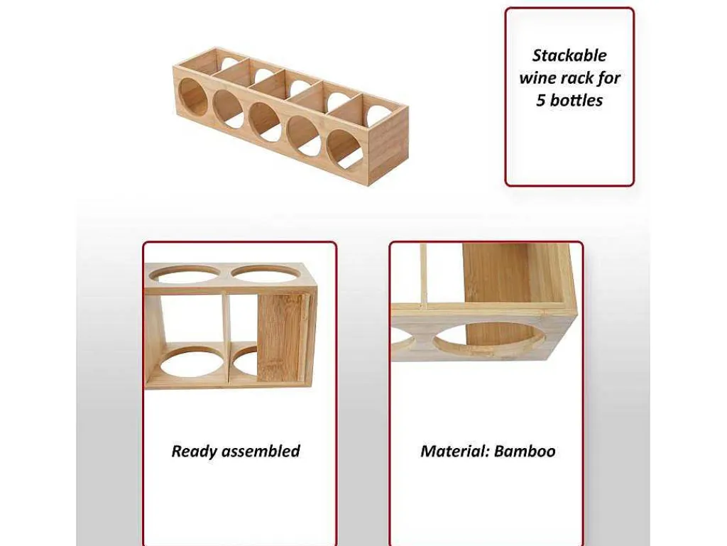Mcw-B89 Bamboe Wijnrek, 4 Stuks-Vente-unique Clearance