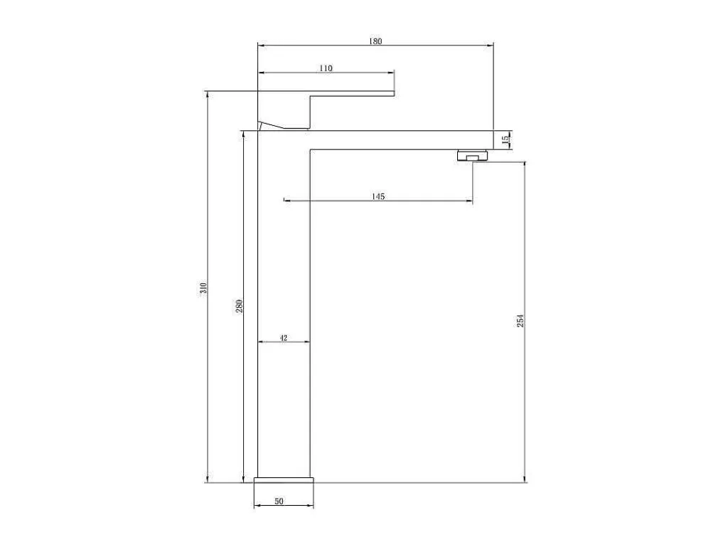 Mechanische Mengkraan Met Vierkante Vorm Van Roestvrij Staal - Geborsteld Nikkel - H31 Cm - Canilas-Shower & Design Outlet
